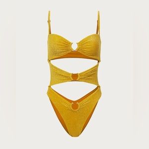 NWT Same Los Angeles Pierced One Piece in Gold Lurex Size Medium